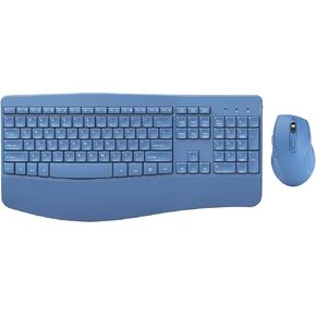 PEIOUS Wireless Keyboard and Mouse - Ergonomic Keyboard and Mouse Combo Full Size Keyboard Cordless with Palm Wrist Rest Ergonomic Mouse Wireless for Windows Computers Laptops - Blue