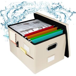 AmasSmile® File Organizer Box with Lids,Collapsible File Folder Organizer with Handle,Document Organizer Storage Boxes for Office/Home,Storage Box for Letter/Legal Size Folder,Records,Books,Toys