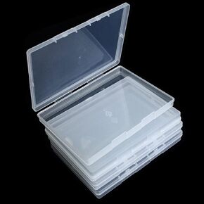 4 Pack A6 Clear Plastic Box Small Storage Boxes Transparent Greeting Card Photo Storage Cases for Paper Photos Stamps Cards Envelope Protector Office Supplies Storage Case (6*4.4 inch) (A6)