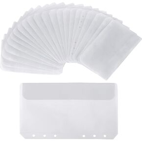 24Pcs A6 Binder Pockets With No Zippers,Clear Zipless Budget Envelopes for Cash System,Budget Cash Envelopes for 6-Ring Notebook Binder