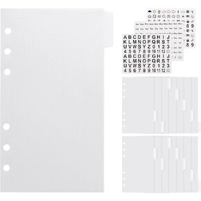 15Pcs A6 Binder Pocket Dividers with No Zippers Frosted Zipless Budget Envelopes with 3Pcs Tabs Stickers for Cash System 6 Ring Budgeting Binder(Clear)