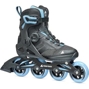 Rollerblade Macroblade 84 BOA Women's, Adult Fitness Inline Skate, Black & Powder Blue, Performance Inline Skates