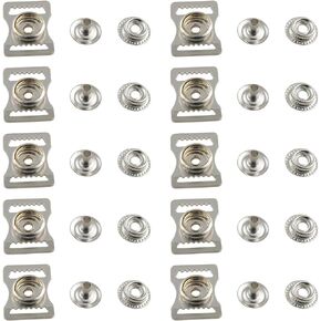 10Set Sports Helmet Stainless Steel Snap Buckle 15mm Chin Strap Buckle Repair Kit Webbing Adjustment Buckle For Football Baseball Hockey Helmet Goggles