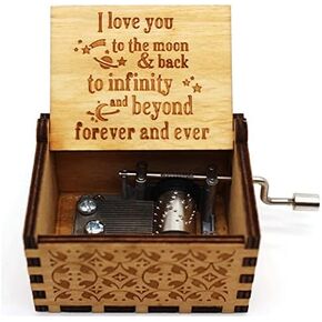 Wooden Music Box, I Love You to The Moon Music Boxes, Gifts for Husband, Wife, Lover, Kids, Gift for Christmas, Birthday, Anniversary, Wedding - Musical Boxes - B05