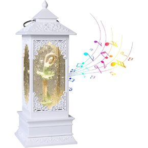 [360° Rotating Ballerina Figurine Music Box Light for Present,Women,Kids,Mom,Daughter,Granddaughter,Christmas&Birthday Present,Battery and USB Operated(11.4"x4.13")-Pink