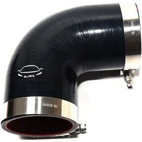 4-Ply Reinforced 1.75" ID 90 Degree Elbow Silicone Hose Coupler With T Bolt Clamp for Turbo/Intercooler/Piping (1.75'' Black) in Kuwait