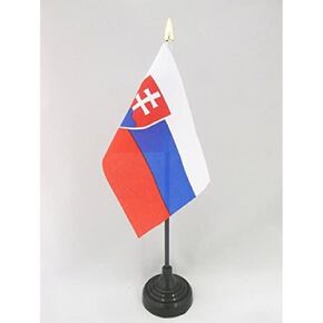 AZ FLAG Slovakia Table Flag 4'' x 6'' - Slovak Desk Flag 15 x 10 cm - Golden Spear top