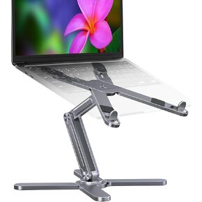 Adjustable Laptop Stand with 360 Degree Rotation, Laptop Riser for Desk Height Adjustable, Portable Computer Stand for Laptop Compatible with MacBook Pro/Air, Dell XPS, HP (10-16") - Grey