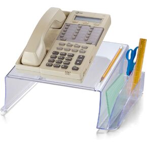 Officemate Telephone Stand, Laptop Stand, Clear Plastic Computer Riser, Laptops Elevator for Desk, Clear (21524)