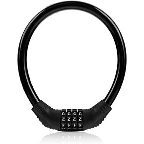 Bike Lock Cable, Bike Accessories, Bike Locks Heavy Duty Anti Theft, Combination Cable Lock for Outdoor Equipment, Black (1Ps, 1Ft, Reset Combo)