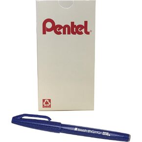 Pentel Arts Sign Pen Touch, Fude Brush Tip, Red Ink, Box of 12 (SES15C-B)