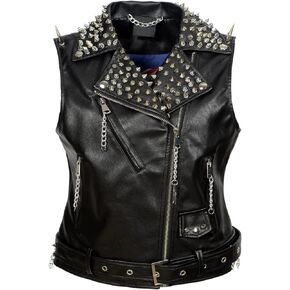 Fashion SX Men's Punk Leather Motorcycle Vest Studded Rivet Classic Vintage Club Riding Biker Vests