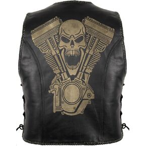 Men's motorcycle leather vest with skull in Saudi Arabia