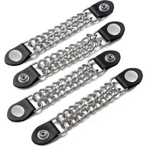 4-Piece Vest Extender Set - Faux Leather Ends, Nickel Button - 6.5 Inch Extensions
