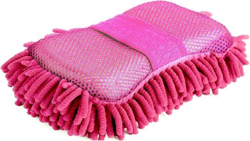 Two Sided Car Wash Sponge – Chenille Microfiber Dual Scrubber with Built-in Hand Strap – Absorbent and Scratch-Free Clean – One Pack – Brown in Saudi Arabia