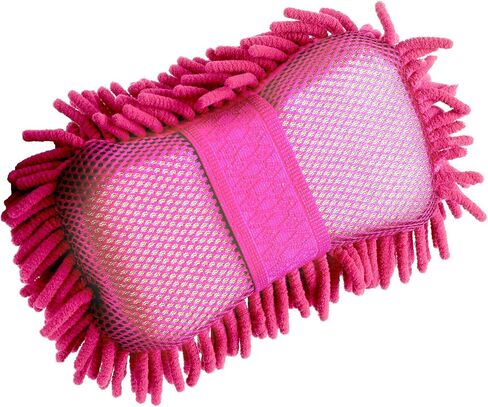 Two Sided Car Wash Sponge – Chenille Microfiber Dual Scrubber with Built-in Hand Strap – Absorbent and Scratch-Free Clean – One Pack – Brown in Saudi Arabia