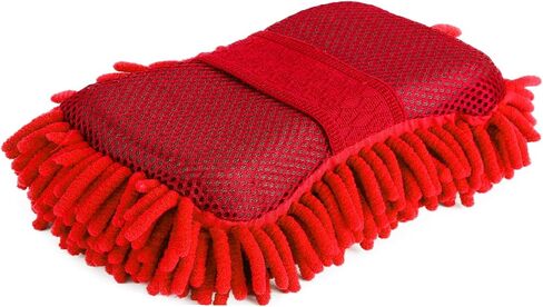 Two Sided Car Wash Sponge – Chenille Microfiber Dual Scrubber with Built-in Hand Strap – Absorbent and Scratch-Free Clean – One Pack – Brown in Saudi Arabia