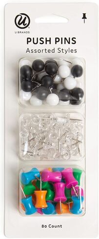 U Brands Map Push Pins, Plastic Head, Steel Point, Assorted Colors, 100-Count - 659U08-24 in Saudi Arabia