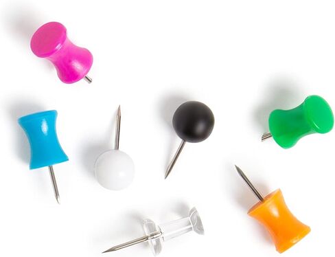 U Brands Map Push Pins, Plastic Head, Steel Point, Assorted Colors, 100-Count - 659U08-24 in Saudi Arabia