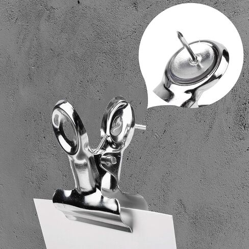 50 حزمة من مشابك دبابيس الدفع، مشابك شديدة التحمل مع دبابيس لألواح الفلين ولوحات الإعلانات وجدران الحجرة للمكاتب والمدرسة والمنزل ولا توجد ثقوب للورق (فضي) in Kuwait