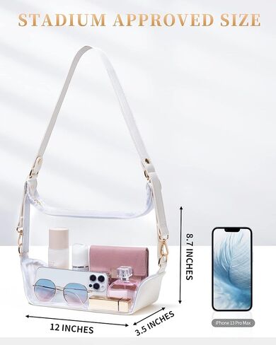 حقيبة شفافة معتمدة من Vorspack - محفظة شفافة للنساء حقيبة كروس شفافة للمناسبات الرياضية والحفلات الموسيقية والكلية in Kuwait