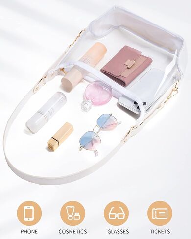 حقيبة شفافة معتمدة من Vorspack - محفظة شفافة للنساء حقيبة كروس شفافة للمناسبات الرياضية والحفلات الموسيقية والكلية in Kuwait