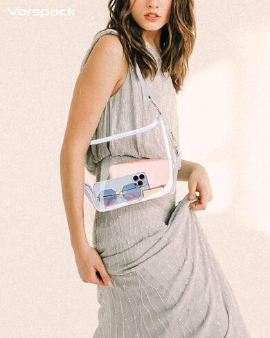 حقيبة شفافة معتمدة من Vorspack - محفظة شفافة للنساء حقيبة كروس شفافة للمناسبات الرياضية والحفلات الموسيقية والكلية in Kuwait