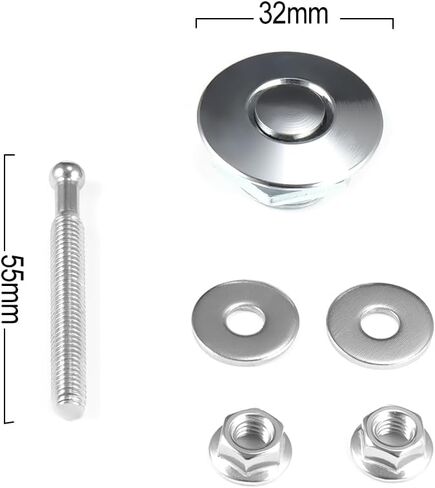 دبابيس غطاء محرك السيارة السريع من الألومنيوم بقطر 1.25 بوصة، قفل سريع الفك، زر ضغط، غطاء محرك السيارة سريع التحرير، دبابيس قفل، مجموعة قطعتين، فضي in Kuwait