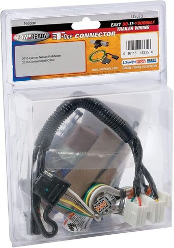Tekonsha T-One® T-Connector Harness, 4-Way Flat, Compatible with Select Infiniti QX60 : Nissan Pathfinder, Black in Saudi Arabia