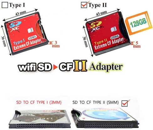 بطاقة SD/SDHC/MMC/Eye-Fi فائقة السرعة إلى محول فلاش CF من النوع II الاحترافي لكاميرا DSLR الرقمية SLR Canon 50D، 5D Mark II، 5D Mark III، 7D Nikon D200، D300، D900 إلخ. in Kuwait