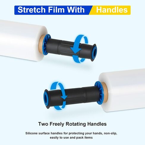 Stretch Film, RAZCC Stretch Wrap Industrial Strength, Shrink Wrap for Pallet Wrap, Heavy Duty Clear Plastic Wrap with Handles, Moving Wrapping Plastic Roll, 15" x 1000 Ft Per Roll, 60 Gauge, 1 Pack in Saudi Arabia