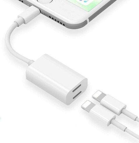esbeecables [MFi Certified iPhone Adapter & Splitter, 2 in 1 Dual Lightning Headphone Jack Aux Audio & Charge Adapter Dongle for iPhone 14 13 12 11 XS XR, Support Call + Charge + Sync + Music Control in Saudi Arabia