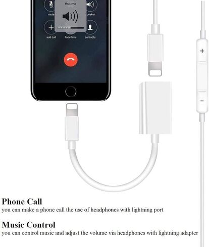 esbeecables [MFi Certified iPhone Adapter & Splitter, 2 in 1 Dual Lightning Headphone Jack Aux Audio & Charge Adapter Dongle for iPhone 14 13 12 11 XS XR, Support Call + Charge + Sync + Music Control in Saudi Arabia