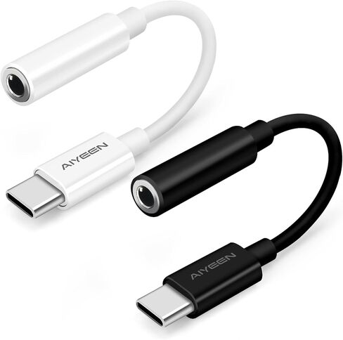 Upgraded USB C to 3.5mm Jack Female Headphone Adapter (2 Pack), USB C to Aux Headphone Audio Adapter, Hi-Res DAC Chip Headphone Adaptor Compatible with Phone 15 Series Samsung, Pixel, iPad (Black) in Kuwait