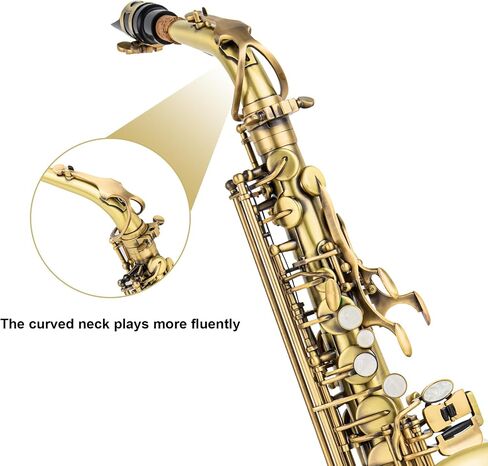 يتضمن الساكسفون Alto Saxophone Eb للمبتدئين فرشاة قماشية وحقيبة قفاز وقطعة صفارة من الفلين وحزام رقبة وإكسسوارات أخرى (ذهبي أسود) in Kuwait