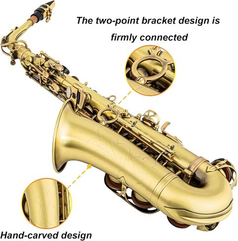 يتضمن الساكسفون Alto Saxophone Eb للمبتدئين فرشاة قماشية وحقيبة قفاز وقطعة صفارة من الفلين وحزام رقبة وإكسسوارات أخرى (ذهبي أسود) in Kuwait