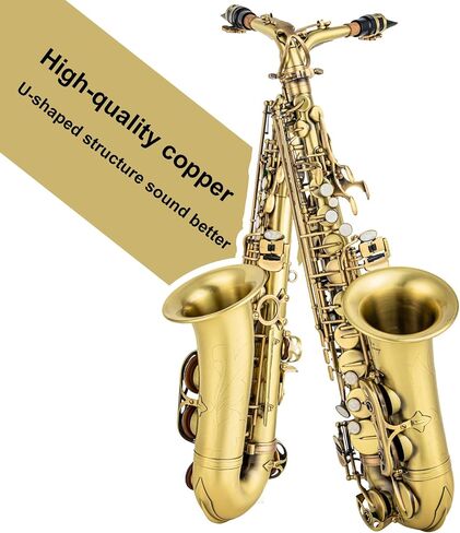 يتضمن الساكسفون Alto Saxophone Eb للمبتدئين فرشاة قماشية وحقيبة قفاز وقطعة صفارة من الفلين وحزام رقبة وإكسسوارات أخرى (ذهبي أسود) in Kuwait