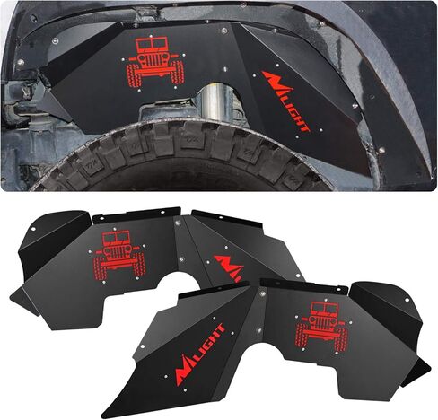 غطاء العجلة الفولاذية بطانات الرفارف الخلفية الداخلية من Nilight مناسب لـ 2007-2018 Wrangler JK JKU 4WD (4 أبواب/2 باب) واقيات رذاذ غير محدودة على طراز الترباس، ضمان لمدة عامين in Kuwait