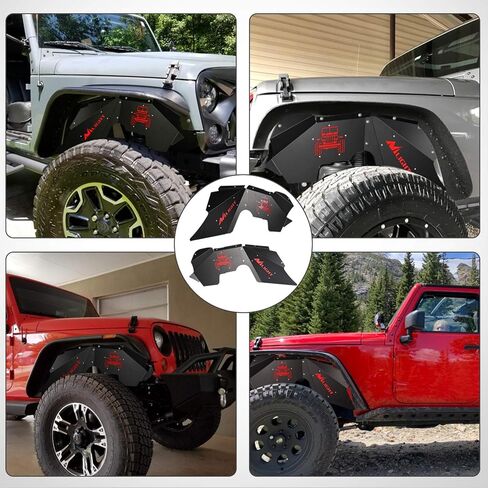 غطاء العجلة الفولاذية بطانات الرفارف الخلفية الداخلية من Nilight مناسب لـ 2007-2018 Wrangler JK JKU 4WD (4 أبواب/2 باب) واقيات رذاذ غير محدودة على طراز الترباس، ضمان لمدة عامين in Kuwait