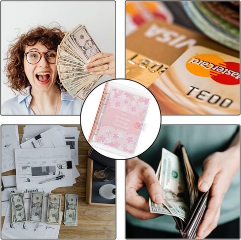 غلاف تحدي توفير المال 100 ظرف، مجلد تحدي توفير المال للأظرف النقدية، مجلد تحدي توفير المال على ظرف لتوفير 5,050 دولارًا أمريكيًا، غلاف وردي مقاس A5 in Kuwait