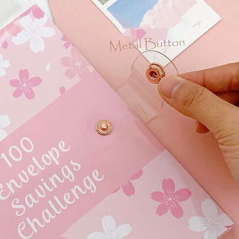 غلاف تحدي توفير المال 100 ظرف، مجلد تحدي توفير المال للأظرف النقدية، مجلد تحدي توفير المال على ظرف لتوفير 5,050 دولارًا أمريكيًا، غلاف وردي مقاس A5 in Kuwait