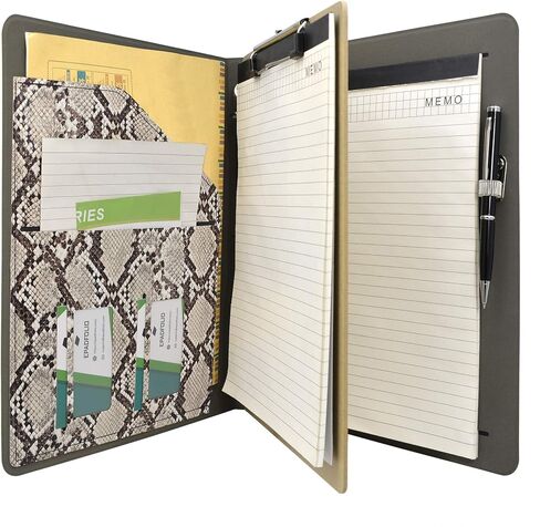 مجلد ملفات Padfolio Ring Binder مع حافظة قابلة للإزالة، حافظة منظمة من جلد البولي يوريثان بملمس الثعبان مع حافظة ثلاثية الحلقات (أبيض) in Saudi Arabia