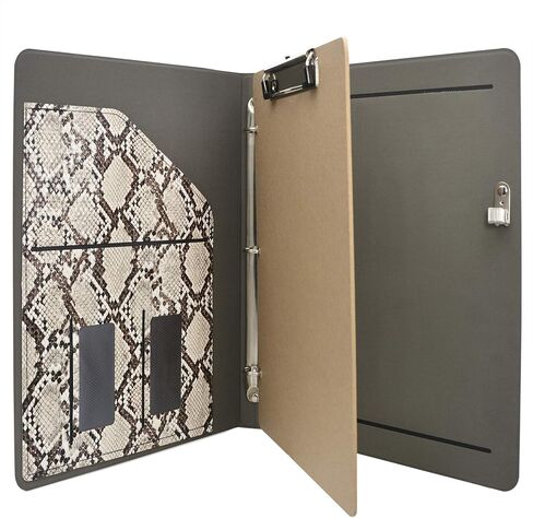 مجلد ملفات Padfolio Ring Binder مع حافظة قابلة للإزالة، حافظة منظمة من جلد البولي يوريثان بملمس الثعبان مع حافظة ثلاثية الحلقات (أبيض) in Saudi Arabia