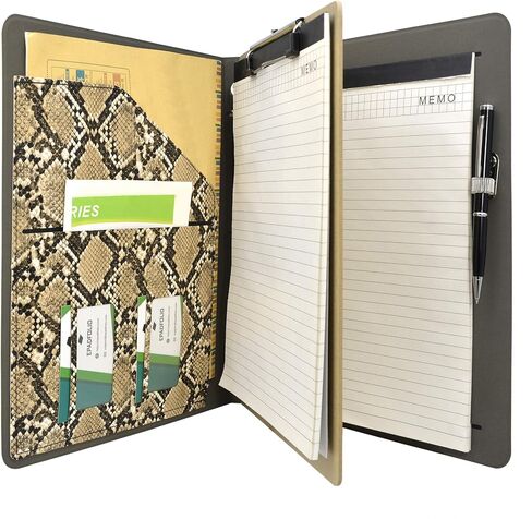 مجلد ملفات Padfolio Ring Binder مع حافظة قابلة للإزالة، حافظة منظمة من جلد البولي يوريثان بملمس الثعبان مع حافظة ثلاثية الحلقات (أبيض) in Saudi Arabia