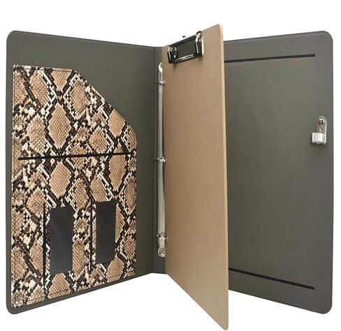 مجلد ملفات Padfolio Ring Binder مع حافظة قابلة للإزالة، حافظة منظمة من جلد البولي يوريثان بملمس الثعبان مع حافظة ثلاثية الحلقات (أبيض) in Saudi Arabia