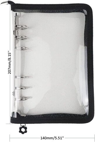 A6 Binder Cover Refillable 6 Ring Notebook Binder Clear Soft PVC Zipper Binders Folder for 6 Hole Filler Paper Personal File Organizer Planner(Black Zipper Closure) in Kuwait