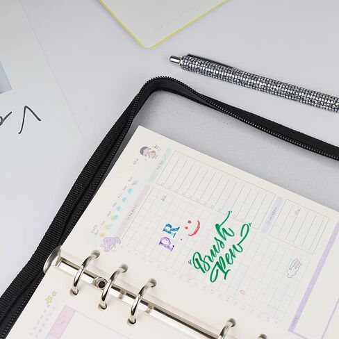 A6 Binder Cover Refillable 6 Ring Notebook Binder Clear Soft PVC Zipper Binders Folder for 6 Hole Filler Paper Personal File Organizer Planner(Black Zipper Closure) in Kuwait