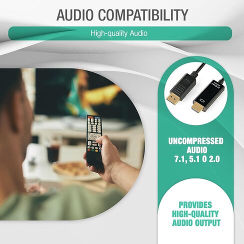 منفذ العرض إلى كابل HDMI | دقة 4K، محول ذكر - ذكر، 1.8 م، 6 أقدام، أحادي الاتجاه | منفذ العرض إلى محول HDMI | منفذ العرض إلى محول HDMI | موصل DP إلى HDMI in Saudi Arabia