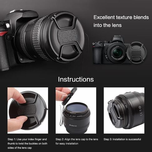 2 حزمة غطاء عدسة مركزي 67 ملم لنيكون كانون سوني متوافق مع كاميرات Canon Rebel T6i T6 T5i T5 T4i T3i T3 T2i، EOS 700D 650D 600D 550D 70D 60D 7D DSLR مع عدسات EF-S مقاس 18-135 مم هي عدسات STM in Saudi Arabia
