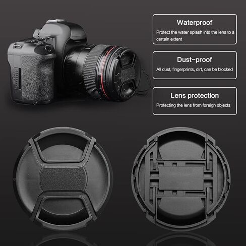 2 حزمة غطاء عدسة مركزي 67 ملم لنيكون كانون سوني متوافق مع كاميرات Canon Rebel T6i T6 T5i T5 T4i T3i T3 T2i، EOS 700D 650D 600D 550D 70D 60D 7D DSLR مع عدسات EF-S مقاس 18-135 مم هي عدسات STM in Saudi Arabia